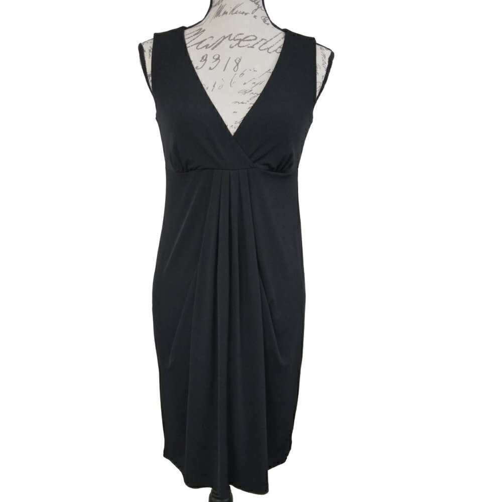 Ann Taylor | Sleeveless Empire Pleated Jersey Dress Black | Size S